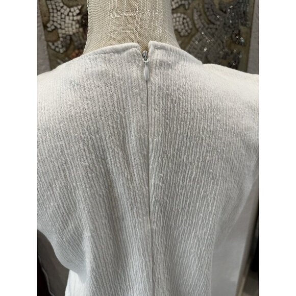 DKNY Womens White Textured Sleeveless Top With Back Zipper - Size M - Picture 4 of 7